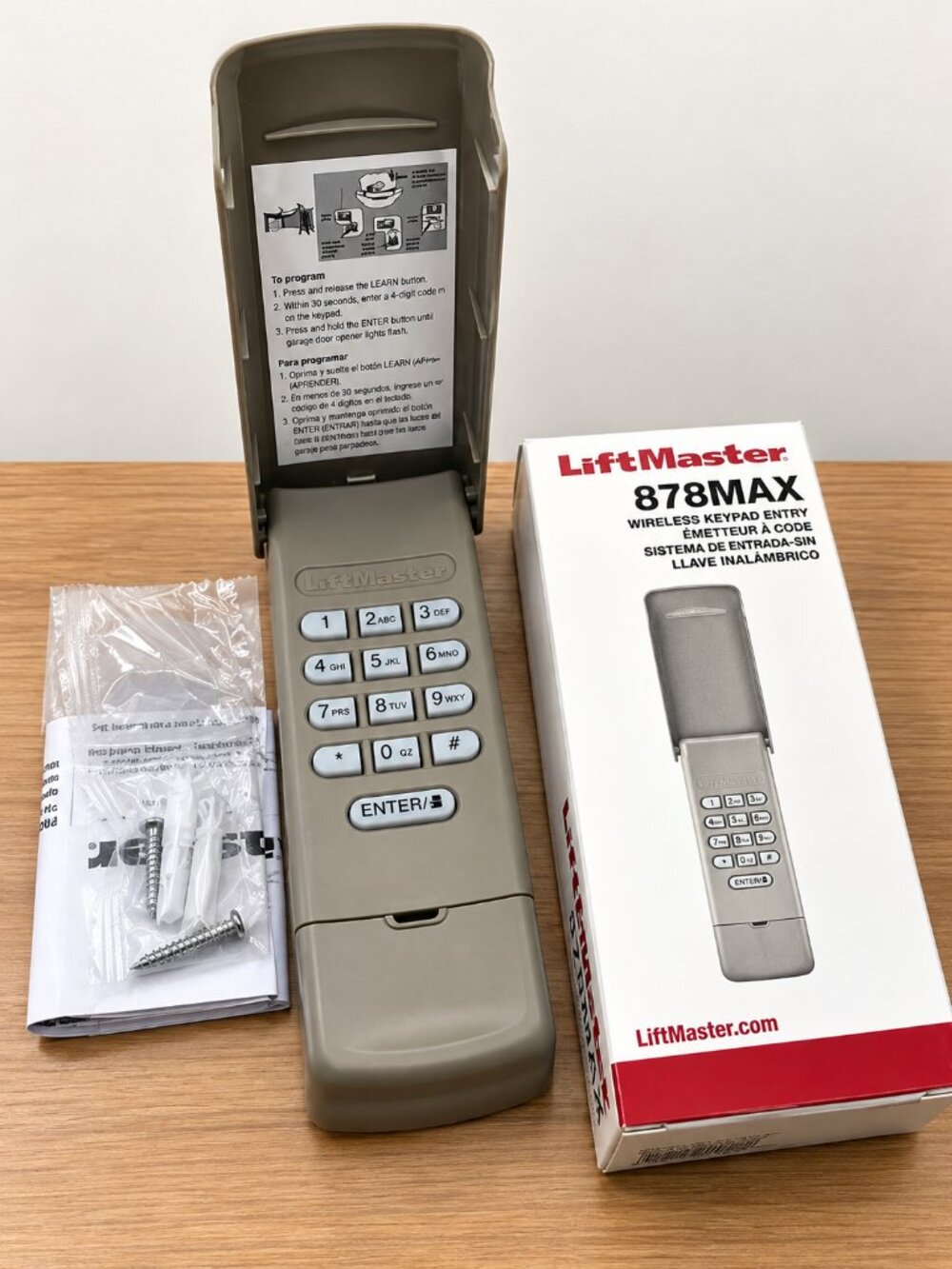 Share LiftMaster 878MAX Garage Door Keypad Wireless and Keyless Entry System